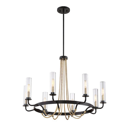 8 Light Chandelier, Vintage Black