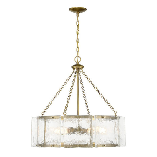 5 Light Pendant, Warm Brass