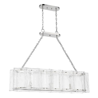 3 Light Linear Chandelier, Polished Nickel