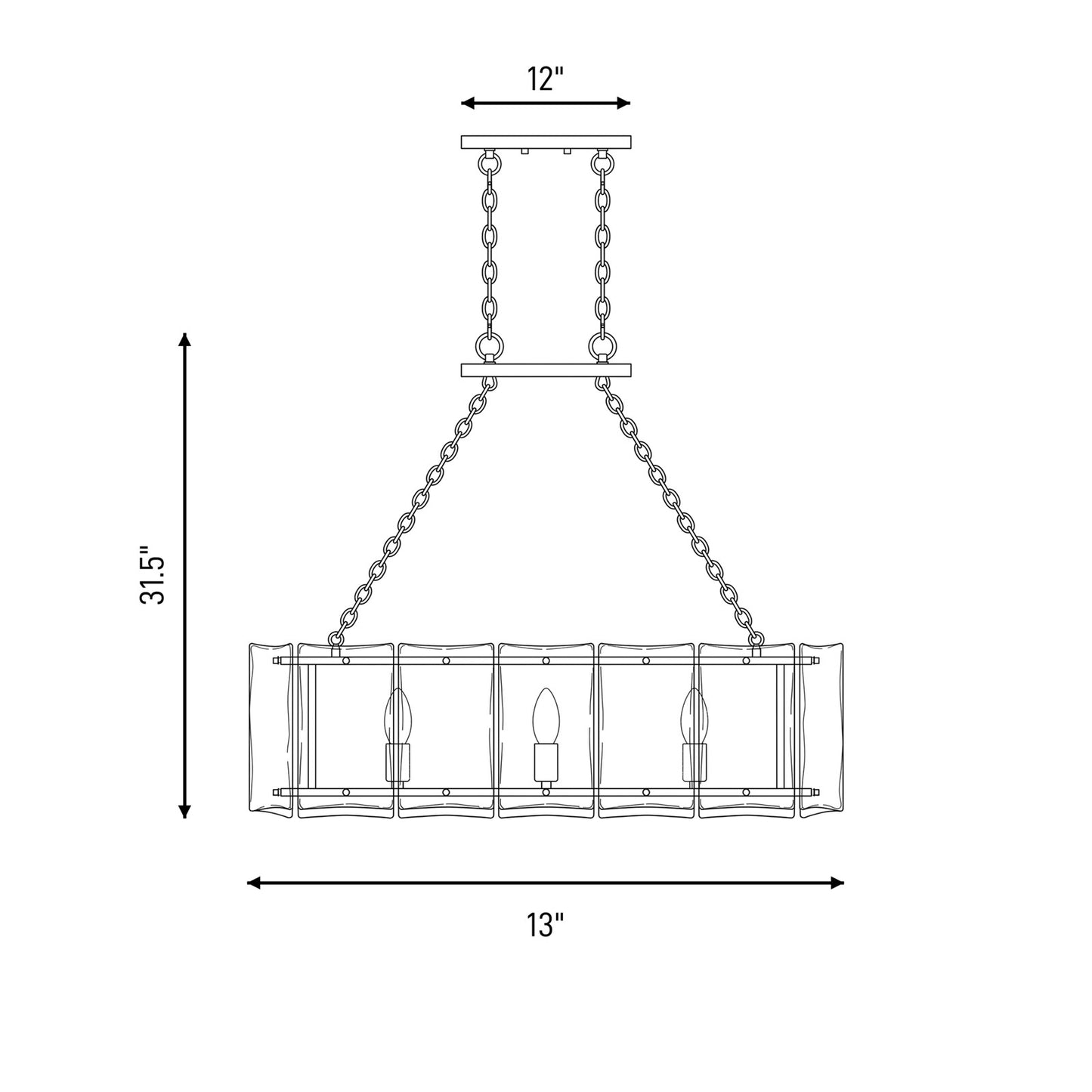Essentials Genry 3 Light Linear Chandelier