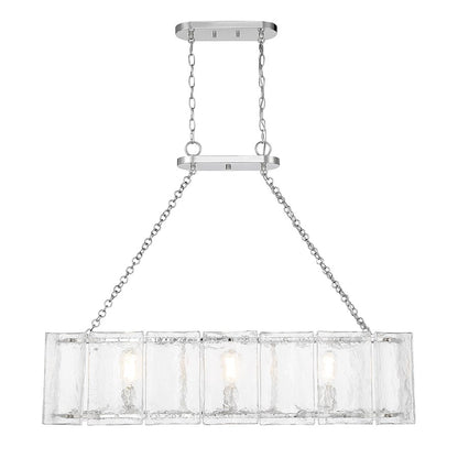 3 Light Linear Chandelier, Polished Nickel