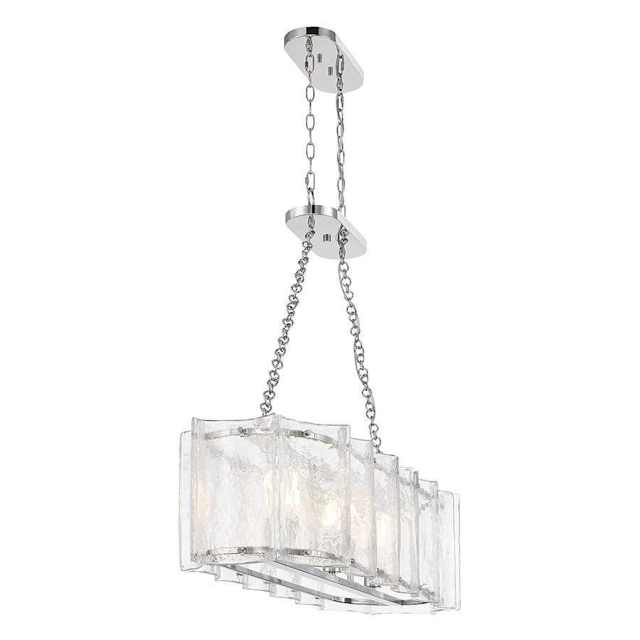 3 Light Linear Chandelier, Polished Nickel