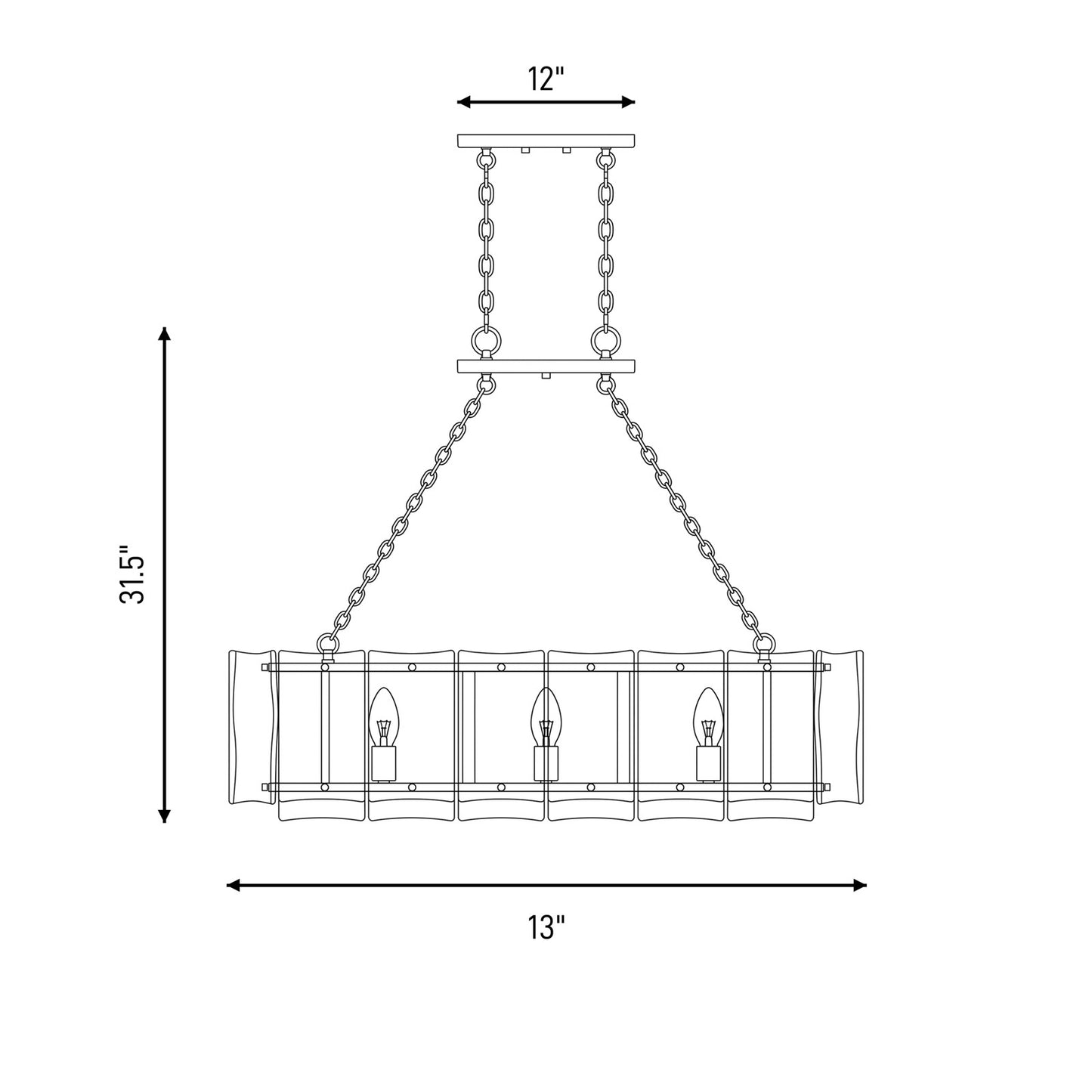Essentials Genry 3 Light Linear Chandelier