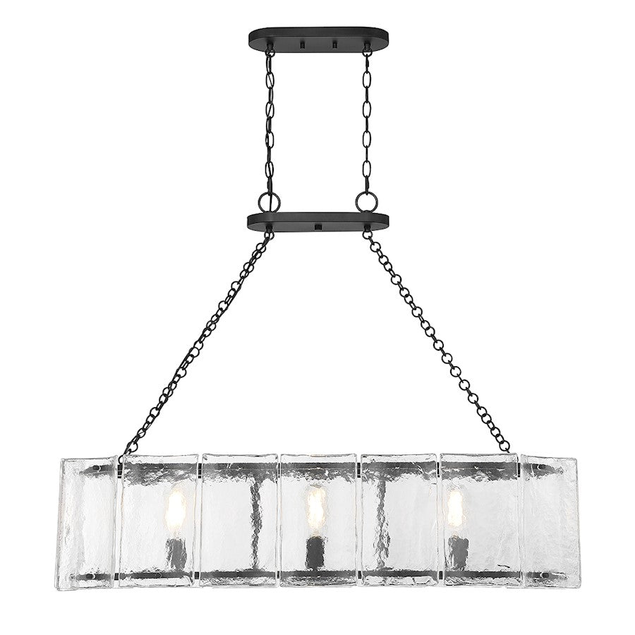 3 Light Linear Chandelier, Matte Black