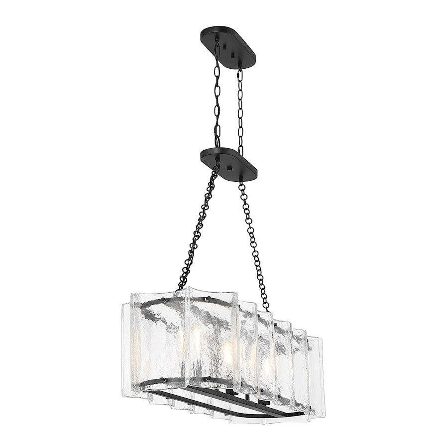 3 Light Linear Chandelier, Matte Black