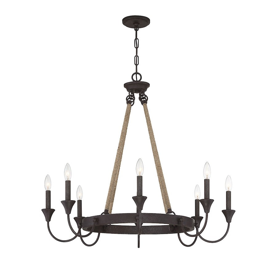 8 Light Chandelier, Artisan Rust