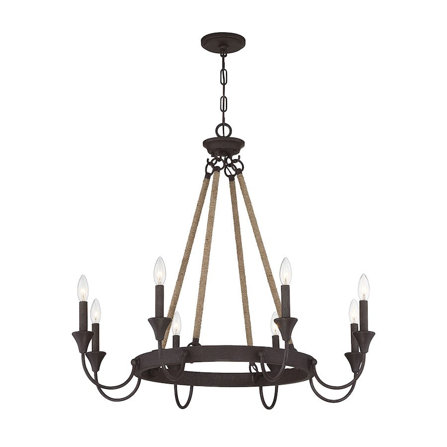 8 Light Chandelier, Artisan Rust