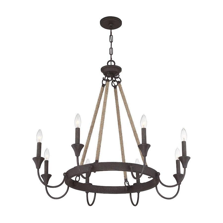 8 Light Chandelier, Artisan Rust