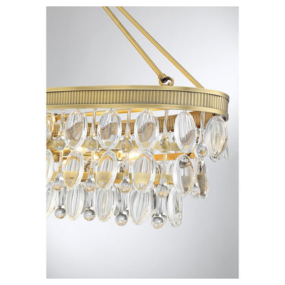 8-Light Linear Chandelier, Warm Brass