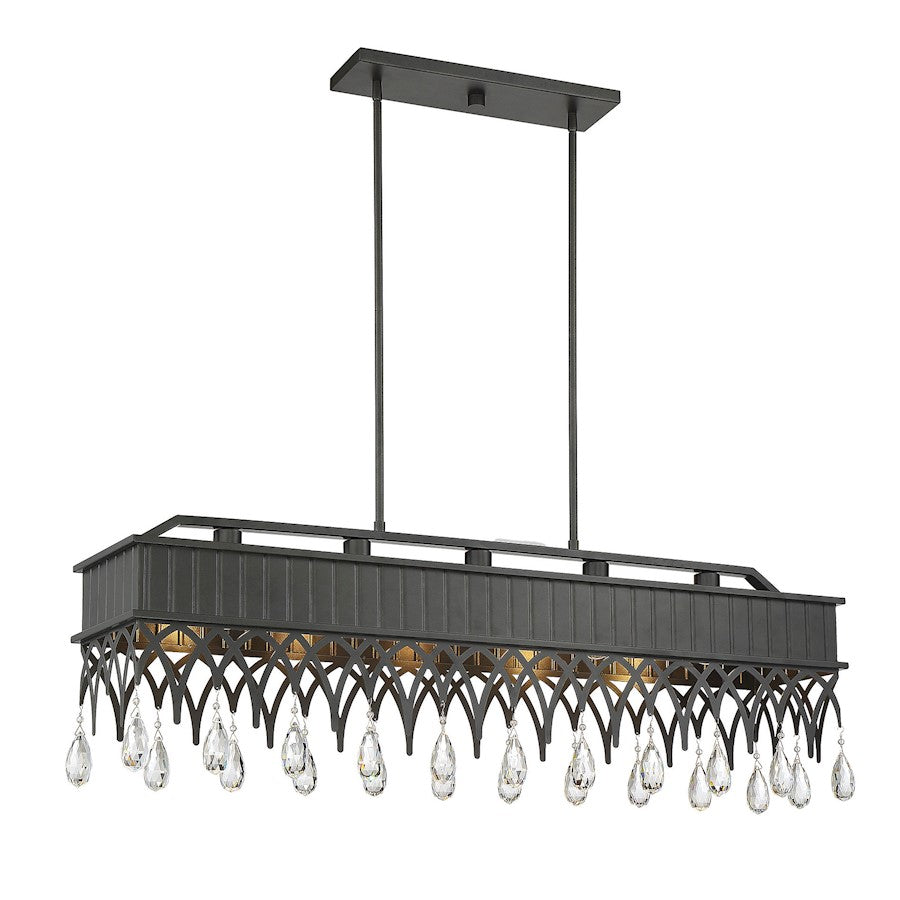 5 Light Linear Chandelier, Olde Gray
