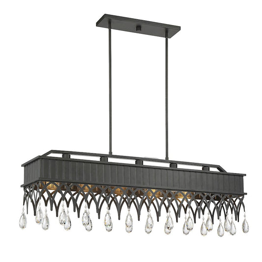 5 Light Linear Chandelier, Olde Gray