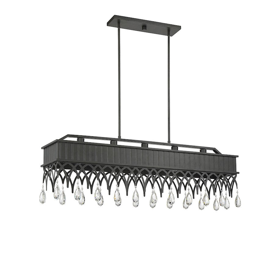 5 Light Linear Chandelier, Olde Gray