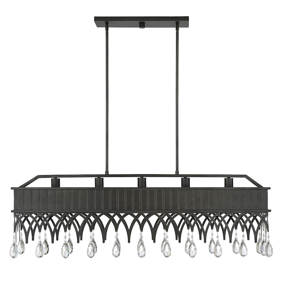 5 Light Linear Chandelier, Olde Gray