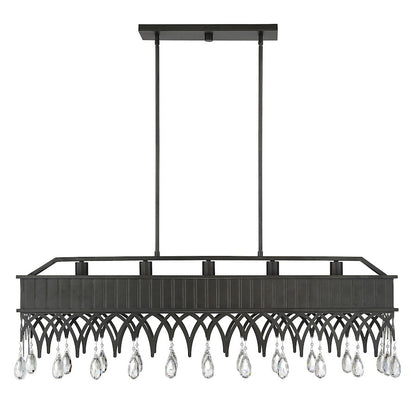 5 Light Linear Chandelier, Olde Gray