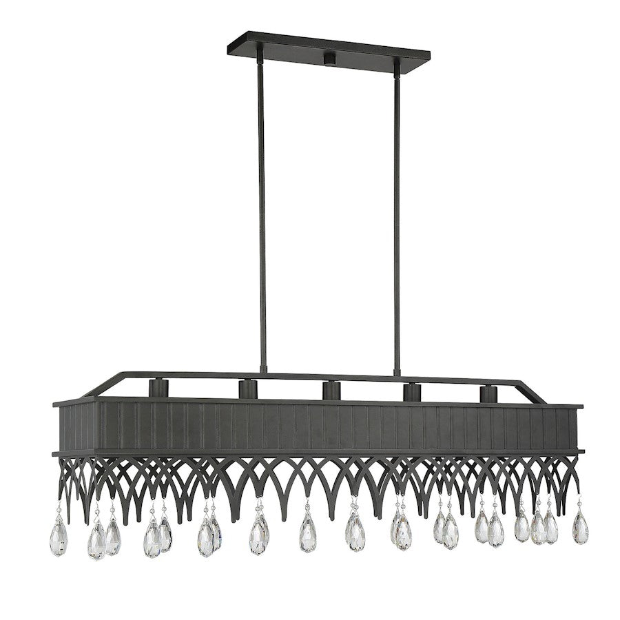 5 Light Linear Chandelier, Olde Gray