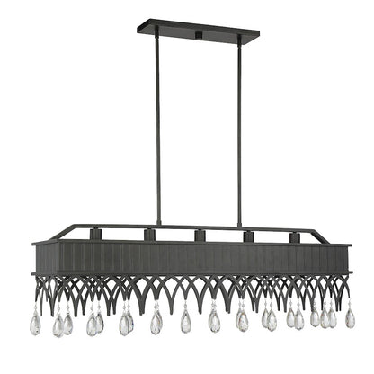 5 Light Linear Chandelier, Olde Gray