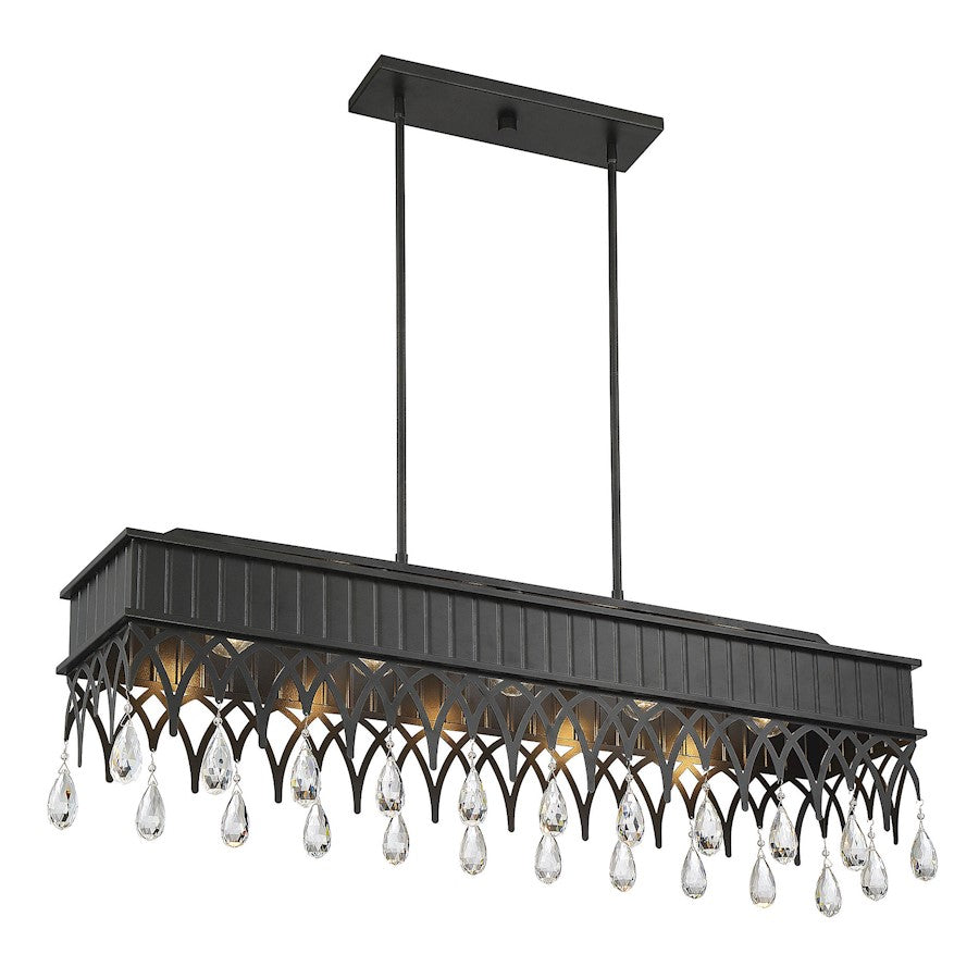 5 Light Linear Chandelier, Olde Gray