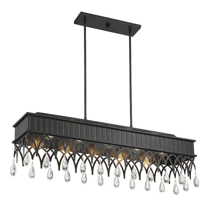 5 Light Linear Chandelier, Olde Gray