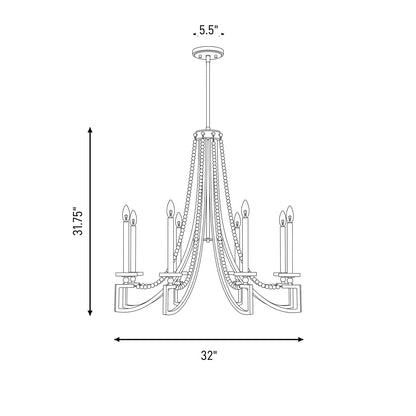 Helen 5-Light Chandelier, Warm Brass