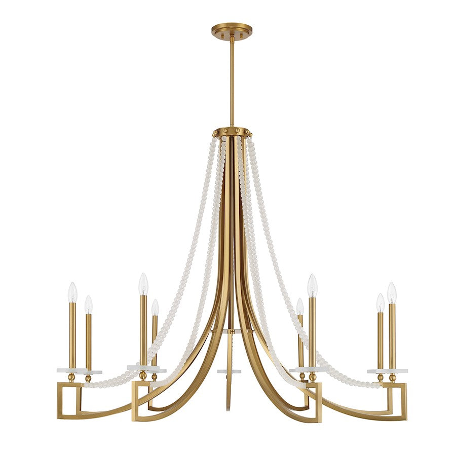 9 Light Chandelier, Warm Brass