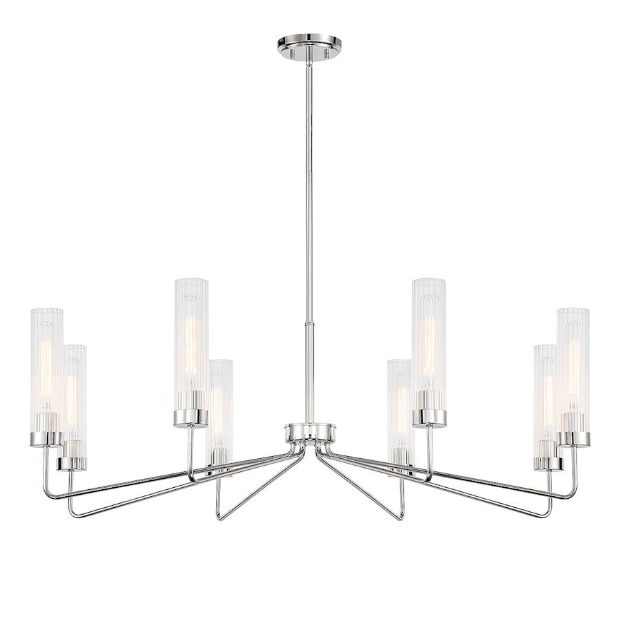 8 Light Chandelier, Polished Nickel