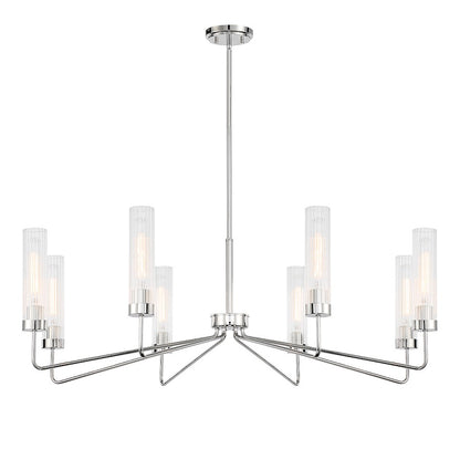 8 Light Chandelier, Polished Nickel