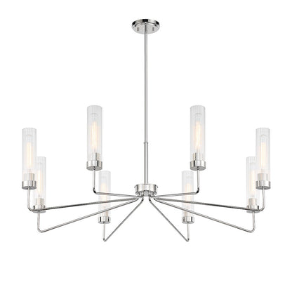 8 Light Chandelier, Polished Nickel