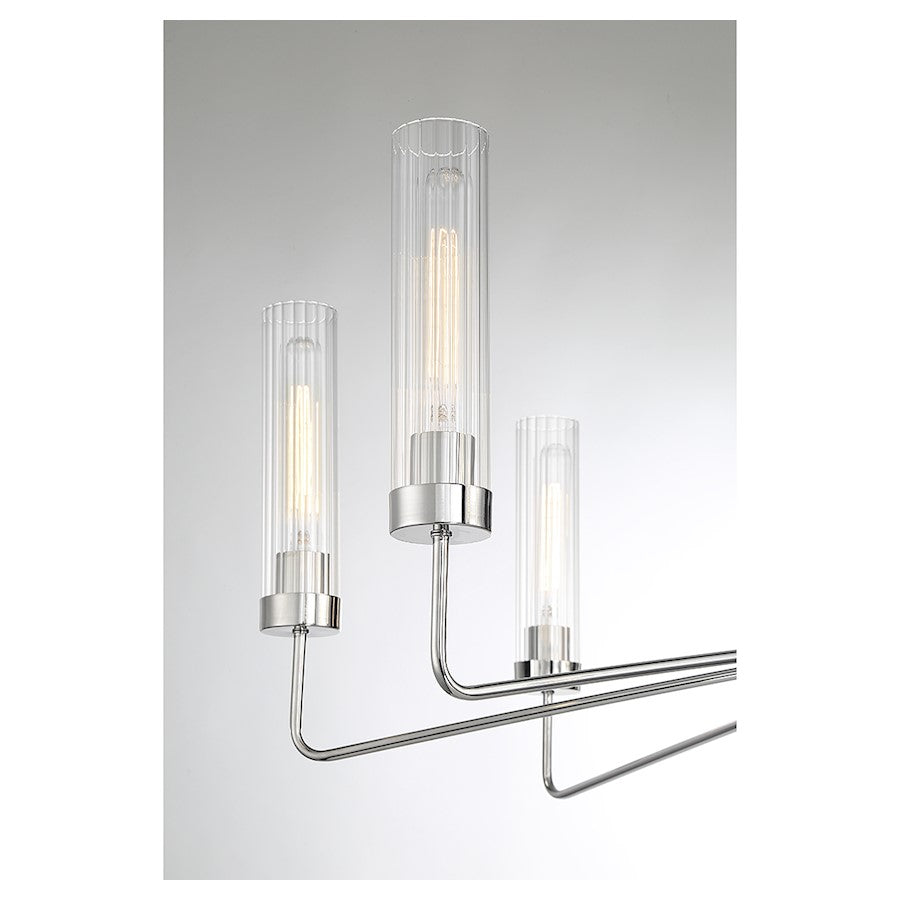 8 Light Chandelier, Polished Nickel