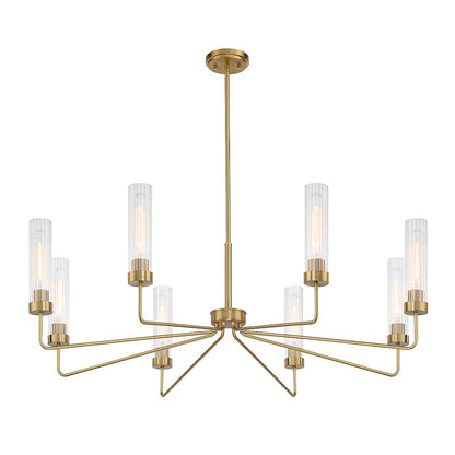 8 Light Chandelier, Warm Brass