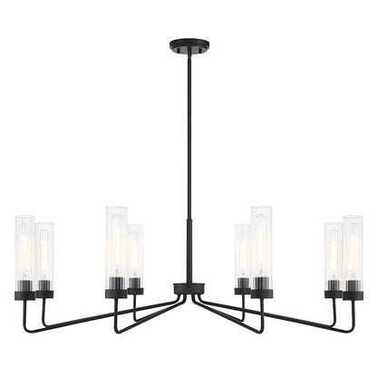 8 Light Chandelier, Matte Black