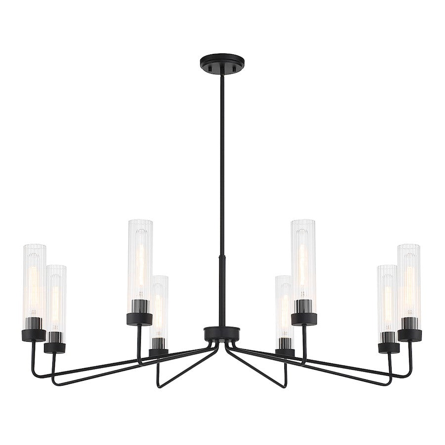 8 Light Chandelier, Matte Black