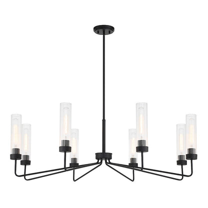 8 Light Chandelier, Matte Black