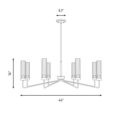 8 Light Chandelier, Matte Black