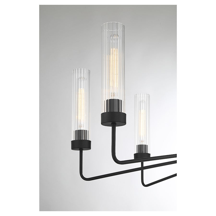 8 Light Chandelier, Matte Black