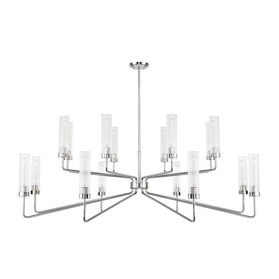 16 Light Chandelier, Polished Nickel