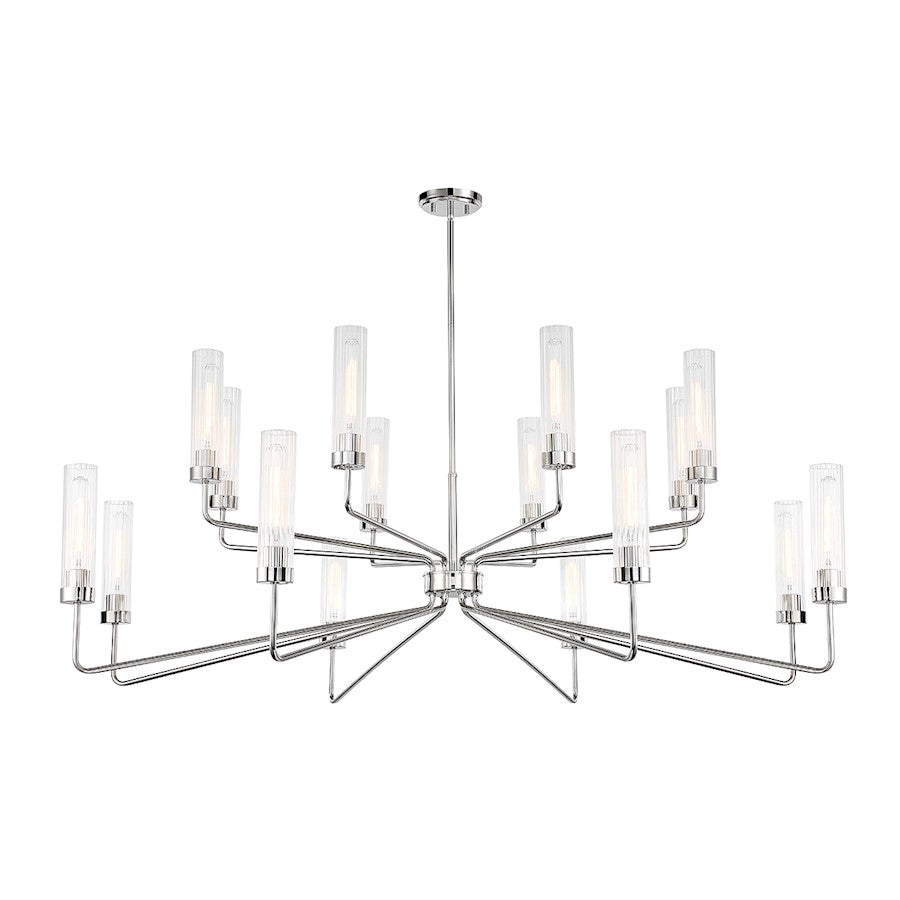 16 Light Chandelier, Polished Nickel