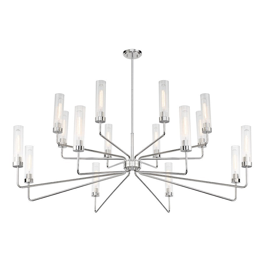 16 Light Chandelier, Polished Nickel