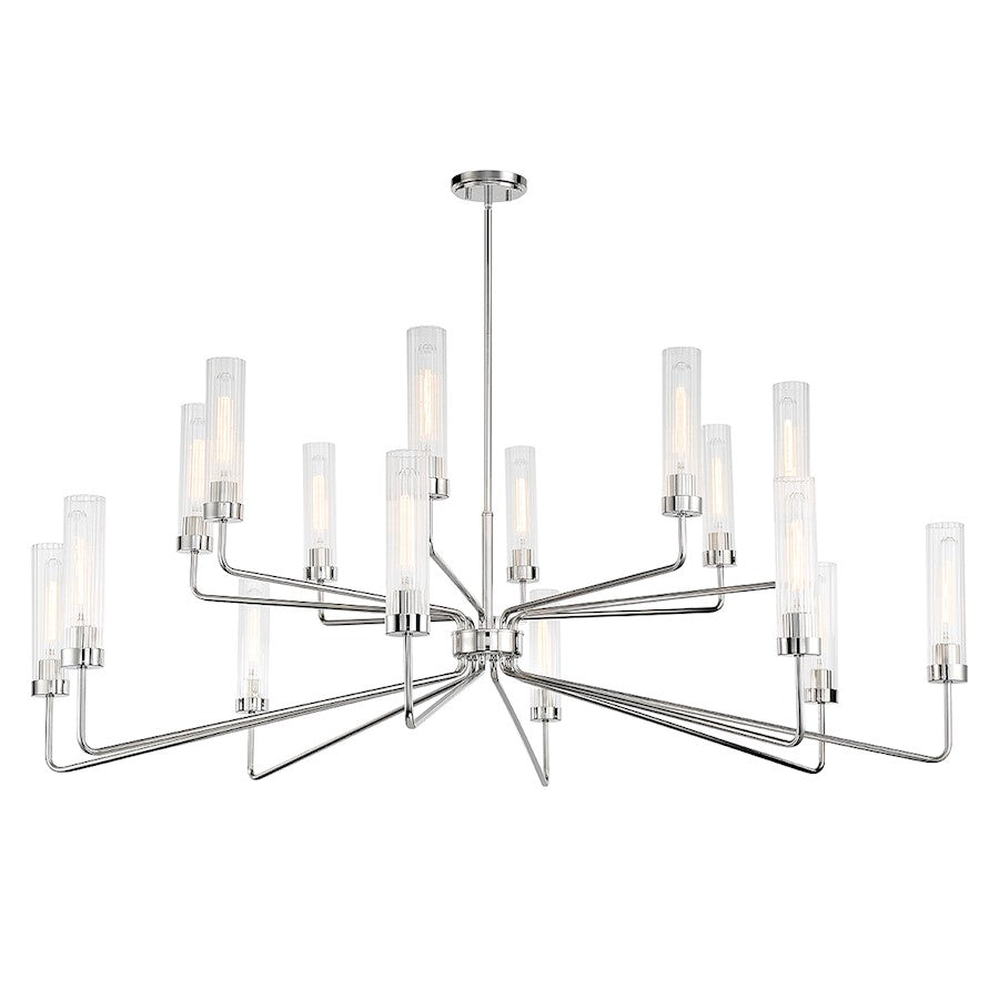 16 Light Chandelier, Polished Nickel