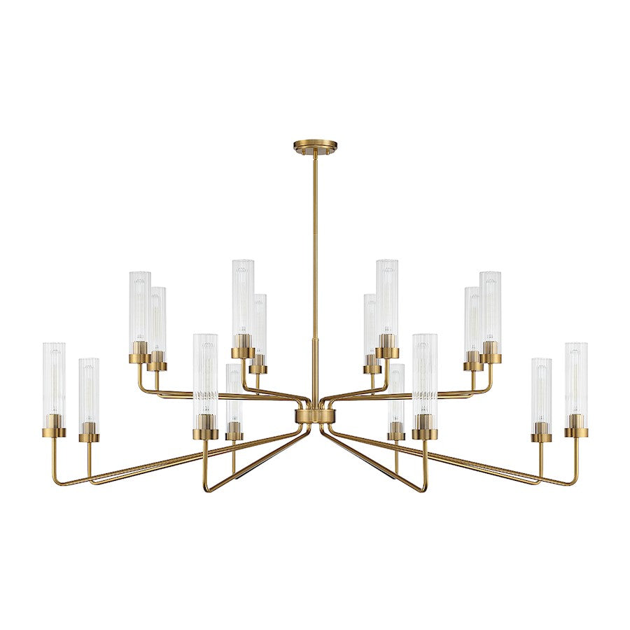 16 Light Chandelier, Warm Brass