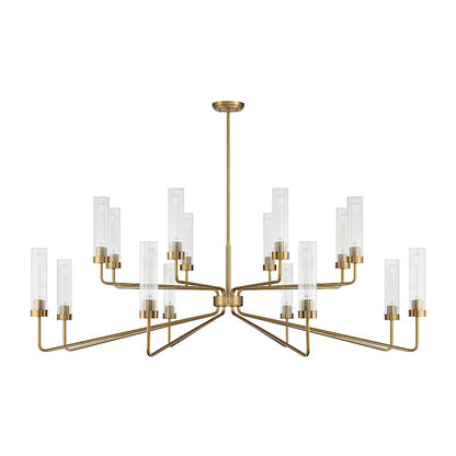 16 Light Chandelier, Warm Brass