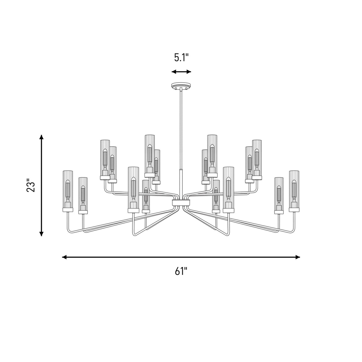 8 Light Chandelier, Matte Black