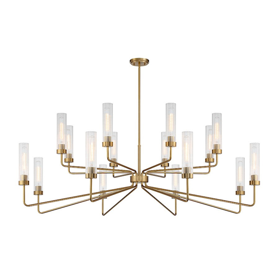 16 Light Chandelier, Warm Brass