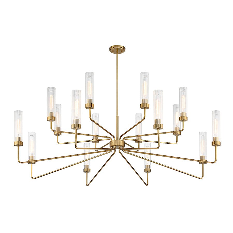 16 Light Chandelier, Warm Brass