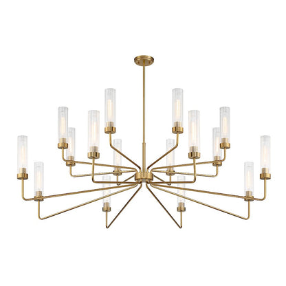 16 Light Chandelier, Warm Brass