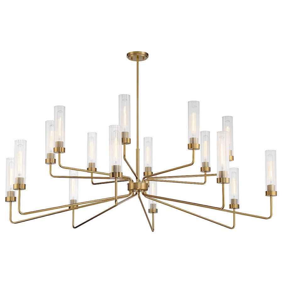 16 Light Chandelier, Warm Brass