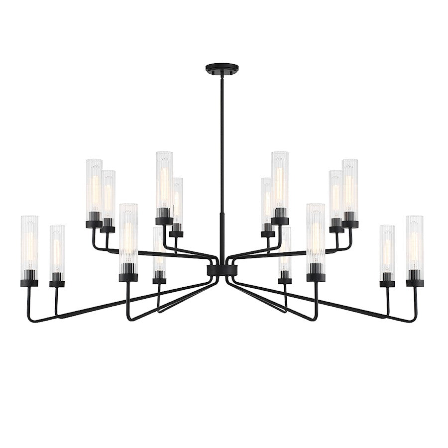 8 Light Chandelier, Matte Black