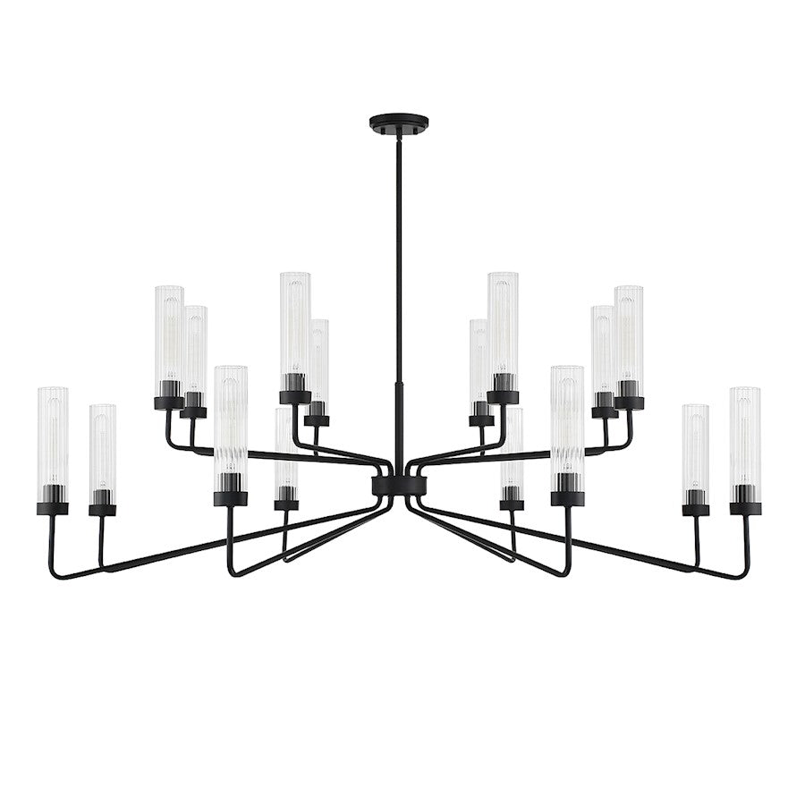 16 Light Chandelier, Matte Black