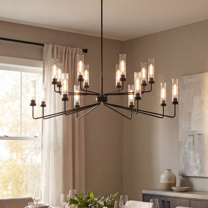 8 Light Chandelier, Matte Black