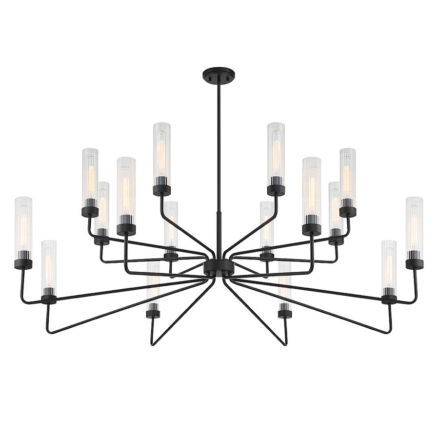 16 Light Chandelier, Matte Black