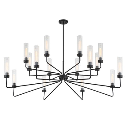 16 Light Chandelier, Matte Black